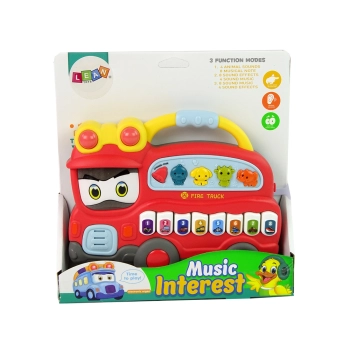 Interaktywne Pianinko Straż Pożarna Dźwięk Zwierzątka Odgłosy Pojazdów Melodie Czerwona