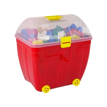 Kuferek Duży z Kolorowymi Klockami K2 280 Elementów Czerwony