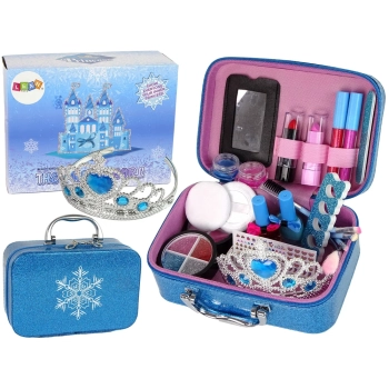 Zestaw Do Makijażu Robienie Paznokci Kuferek Niebieski Brokaty Błyszczyki