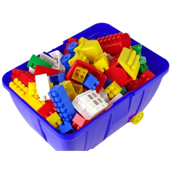 Kuferek Mały z Kolorowymi Klockami K2 180 Elementów Niebieski