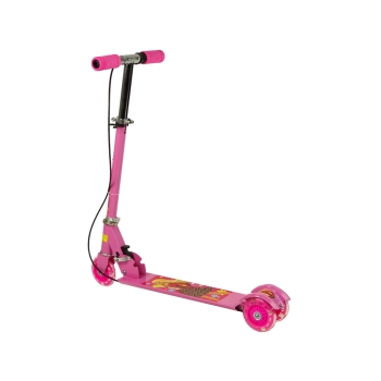 Hulajnoga Trójkołowa Świecące Koła LED Różowa z Hamulcem Ręcznym