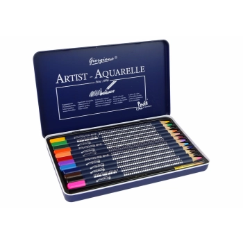 Zestaw 12 Kredek Akwarelowych Metalowy Pojemnik