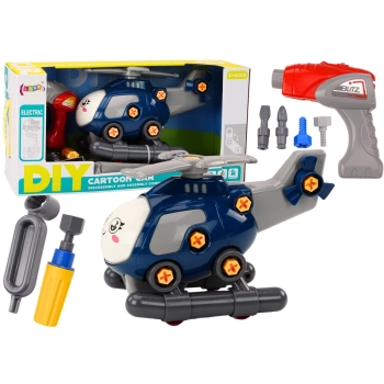 Helikopter Kreskówkowy Do Skręcania DIY Niebieski