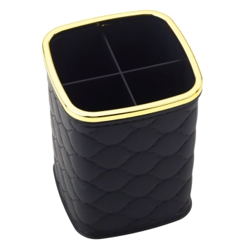 Organizer Pojemnik Na Pędzle Cztery Przegrody Czarny 12 x 9,5cm