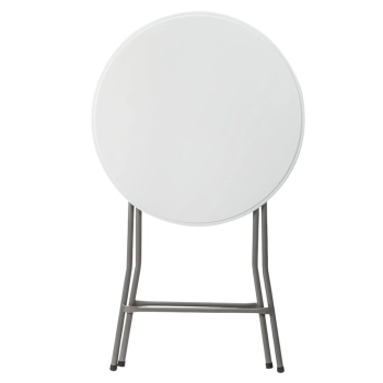 Stół Składany Z Blokadą Cateringowy Bankietowy Stolik Okrągły Biały 80x73cm