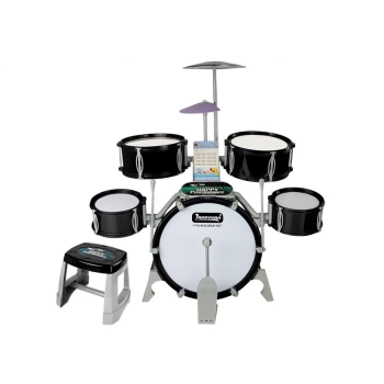Perkusja Muzyczny Zestaw 5 Bębnów Krzesło Talerz Czarna