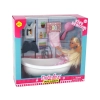 Lalka Dla Dzieci Długie Blond Włosy Szlafrok Różowy Wanna Łazienka