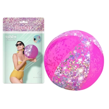 Piłka Plażowa Z Brokatem Rózowa 41cm Bestway 31050