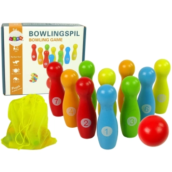 Drewniane Kręgle Gra Zręcznościowa Bowling Kręgielnia 11 El.