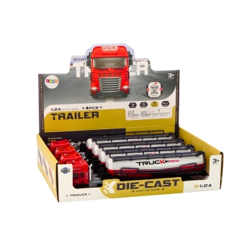 Ciężarówka Z Przyczepą TIR Cysterna 1:24 Auto Ciężarowe Czerwone Dźwięki