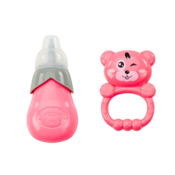 Lalka W Granatowej Sukience Siusiająca Butelka Grzechotka Dźwięki