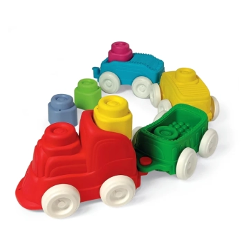 Clemmy Kolorowy Pociąg Sensoryczny Lokomotywa Wagony Klocki 70cm Clementoni 17961