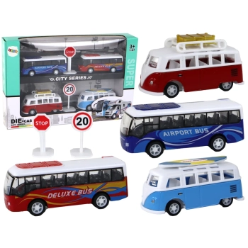 Kampery Autobusy Z Napędem Frykcyjnym 1:87 4 Sztuki