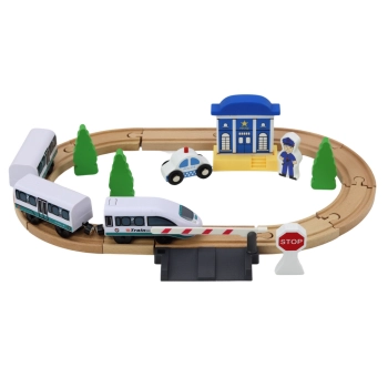 Drewniany Tor Kolejowy Pociąg Kolejka Tory Akcesoria Most Policja 3,2m