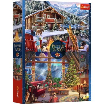 Puzzle - 2x500 XMAS - Święta w górach - Trefl 37540