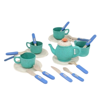 Zestaw Naczyń Filiżanki Talerzyki Sztućce Imbryk 22 El