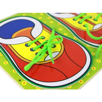 Drewniana Zabawka Edukacyjna Nauka Wiązania Sznurówek