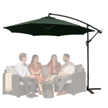 Parasol Ogrodowy Boczny Z Regulacją Pochyłu Pokrowiec 350 x 250cm Zielony