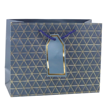 Torba Prezentowa Geometryczna Złote Linie 23 x 18 x 10 cm