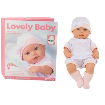 Lalka Bobas W Białej Piżamce Czapeczka Kołderka Podusia