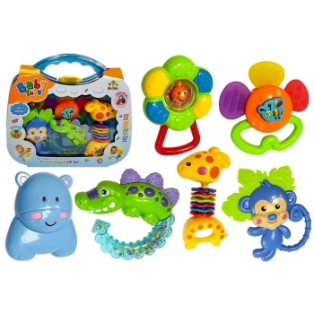 Zestaw Gryzaków Grzechotek w Walizce dla Niemowląt Małpka Żyrafa