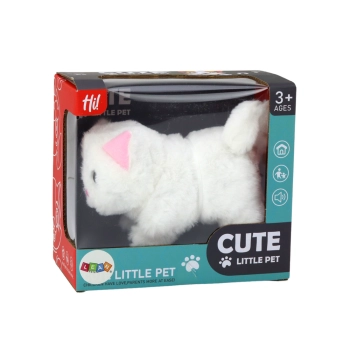 Kotek Pluszowy Interaktywny Zwierzątko Chodzi Miauczy Biały