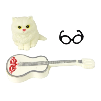 Lalka Dla Dzieci Emily z Gitarą Okulary Długie Blond Włosy Kotek