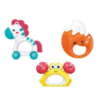Zestaw Zabawek Dla Niemowlaka Grzechotki Gryzaczki Zebra Krab Lis 3 Szt