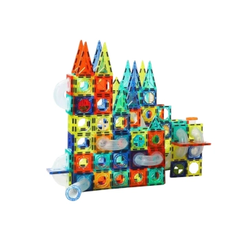 Zestaw Zjeżdżalnia Dla Kulek Klocki Magnetyczne 168 Elementów