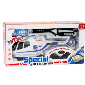 Śmigłowiec Policyjny Jeżdżący Helikopter Biały Dźwięki Światła Pilot