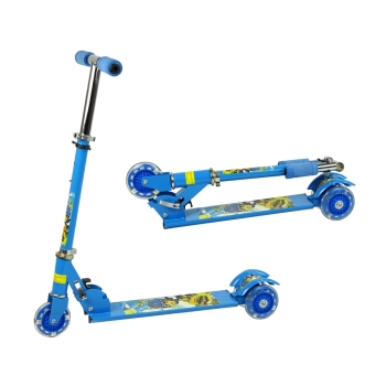 Hulajnoga Trójkołowa Niebieska Świecące Koła LED Dla Chłopca