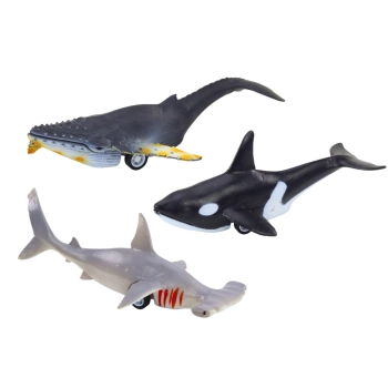 Figurki Pojazdy Zwierzęta Morskie Napęd Frykcyjny Rekin Orka 6 Szt