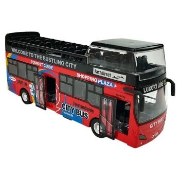 Autobus Piętrowy z Dźwiękiem 1:32 Otwierane Drzwi Czerwony