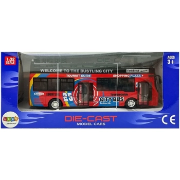 Autobus Piętrowy z Dźwiękiem 1:32 Otwierane Drzwi Czerwony