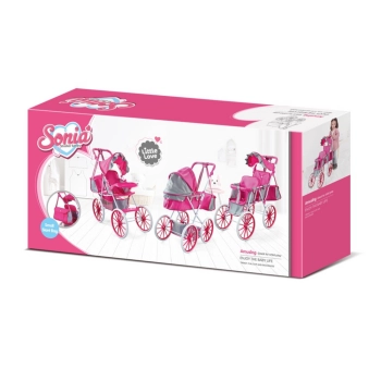 Wózek Dla Lalek Metalowy Torba Duże Koła Różowy