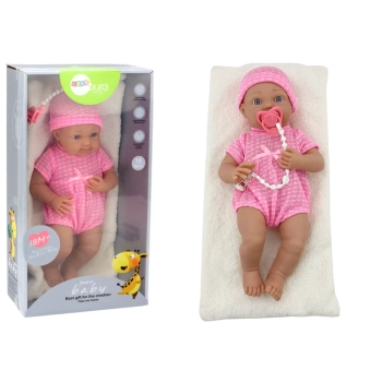 Lalka Bobas w Różowym Ubranku Czapeczka Smoczek Kołderka