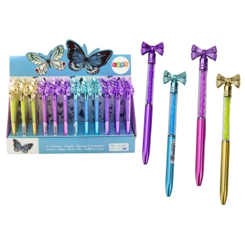 Długopis Z Kokardką Diamenciki Niebieski Wkład 0.7mm Mix