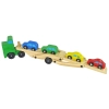 Drewniana Zielona Laweta Ciężarówka z Samochodzikami Klocki