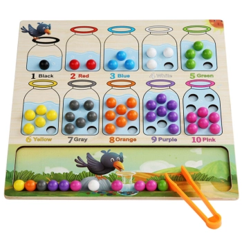 Gra Drewniana Zręcznościowa Edukacyjna Sorter Kolorowe Kulki