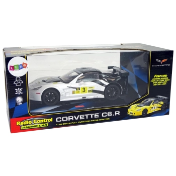 Auto Sportowe Wyścigowe R/C 1:18 Corvette C6.R Biały 2.4 G Światła