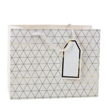 Torba Prezentowa Geometryczna Złote Linie 23 x 18 x 10 cm
