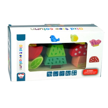 Drewniane Klocki Układanka Kwiat Motyl Ptak