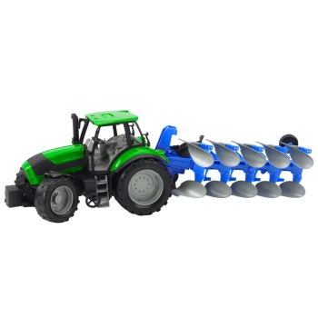 Traktor Rolniczy Farmerski Z Pługiem Napęd Zielony 50cm