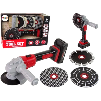 Zabawka Szlifierka Dla Dzieci Majsterkowicz Narzędzia Tarcze Czerwone