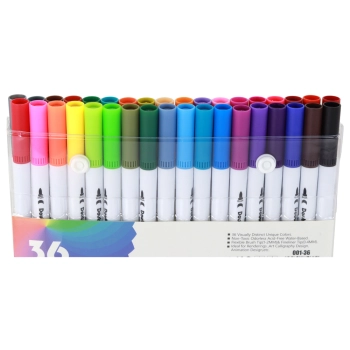 Zestaw Pisaków Dwustronnych 36 Sztuk Różnokolorowe W Organizerze