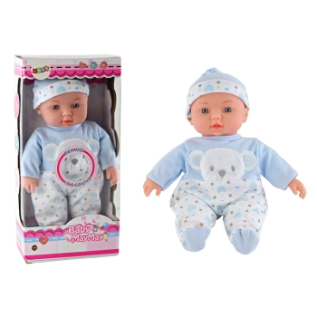 Lalka Bobas Niebieska Piżamka z Misiem Czapeczka Dźwięki