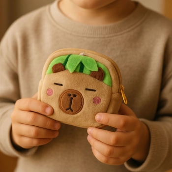 Portfelik Pluszowy Z Brelokiem Kapibara Arbuz Zielony 9,5 x 8 cm