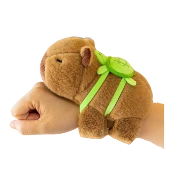 Pluszowa Kapibara Z Żółwiem Opaski Na Nadgarstek Rękę 2w1 Brązowa 18cm
