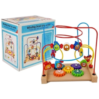 Drewniany Labirynt z Koralikami Owoce