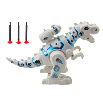 Robot Dinozaur Z Wyrzutnią Strzałek Światła Dźwięki Biały